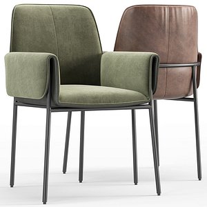 Chair Minotti and PAPEL Glass table 3D model