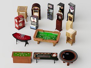 3D Casino Game Room Gambling Equipment 3D Model Pack