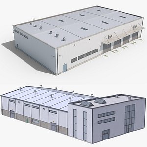 2 PBR Industrial Buildings 3D