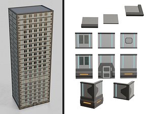 Sci-Fi High Rise Building Set 3D model