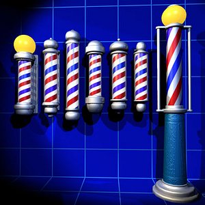 3d barber poles 01 model