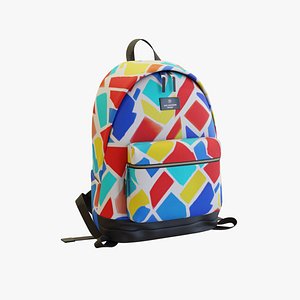 3D model Backpack with colorful geometric shapes