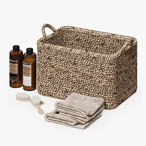 Raga rectangular basket with towels and shampoo
