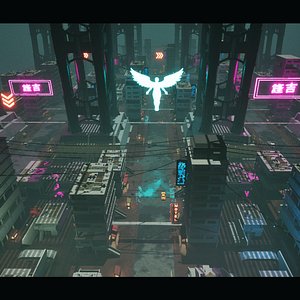 CyberDistrict Sci-Fi City Constructor 3D model