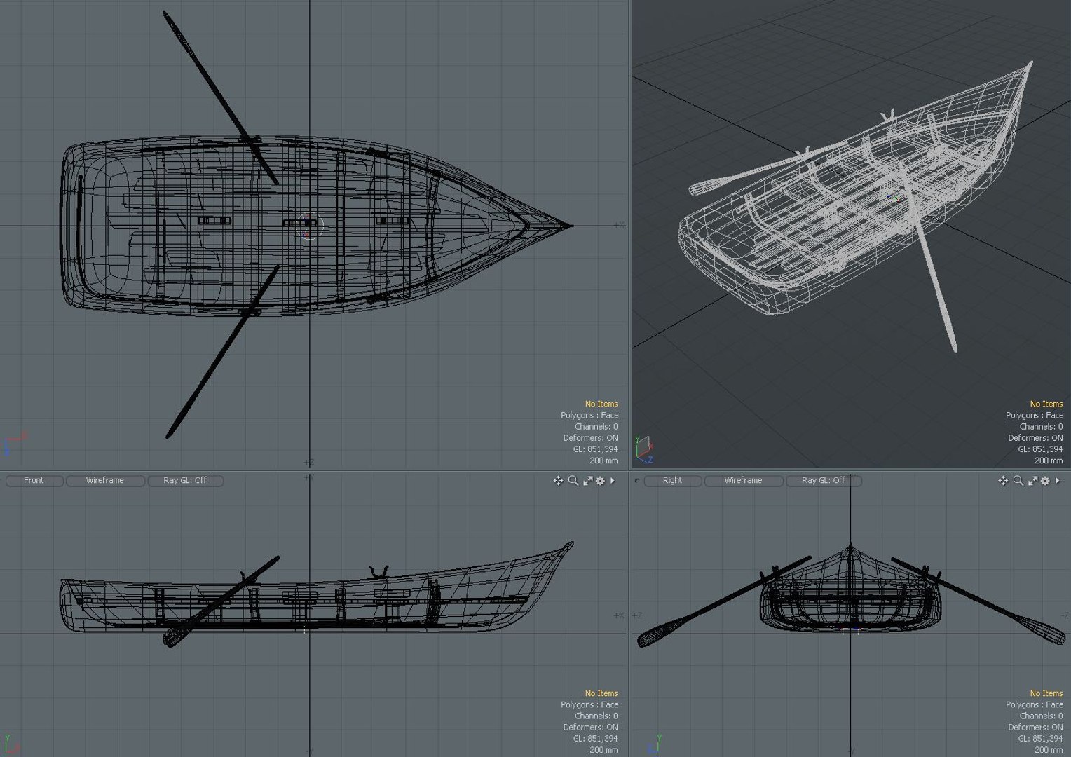 3d Wooden Rowing Boat Model