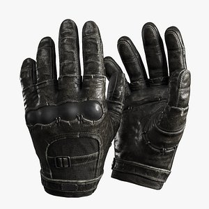 3D Old Leather Gloves model