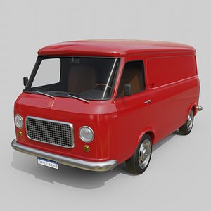 Realistic Vintage Cargo Van High-Detail Game-Ready Render Asset