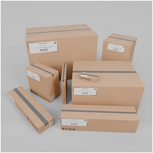 3D model Deep and Rectangular Box Set - Rigged and Customizable