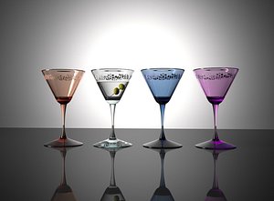 3D Multicolored glass goblets model
