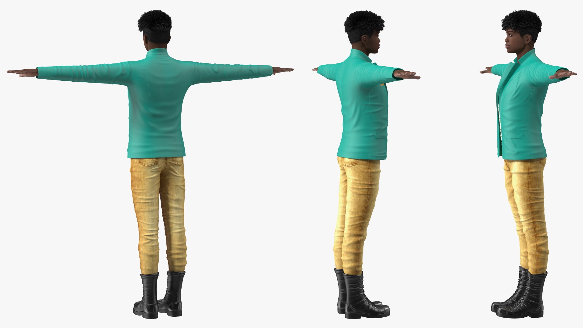 3D Dark Skin Teenager Fashionable Style T Pose model - TurboSquid 1762398