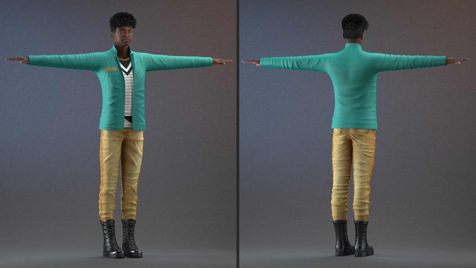 3D Dark Skin Teenager Fashionable Style T Pose model https://p.turbosquid.com/ts-thumb/3s/ZfA4Nn/Bm/darkskinteenagerfashionablestyletposec4dmodel006/jpg/1626768049/1920x1080/fit_q87/6e719db5f13475642370cff46119046c4004a3c1/darkskinteenagerfashionablestyletposec4dmodel006.jpg