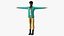 Dark Skin Teenager Fashionable Style T Pose