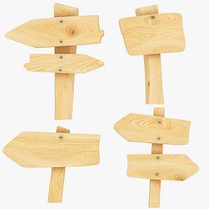 3D Cartoon Guidance Signboard 4 in 1 model