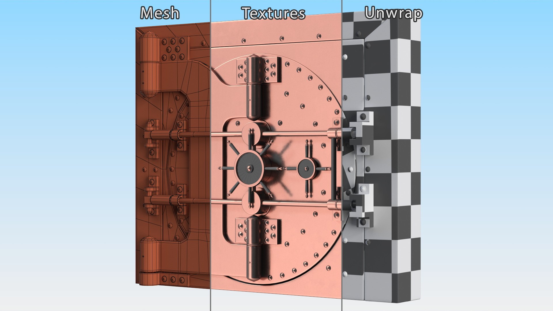 3D Vintage Copper Bank Vault Door https://p.turbosquid.com/ts-thumb/3s/lX0kOQ/Js/vintagecopperbankvaultdoormb3dmodel019/jpg/1689457841/1920x1080/fit_q87/4b05ed6da98cf743bd8031d89675a8fe26ea6976/vintagecopperbankvaultdoormb3dmodel019.jpg