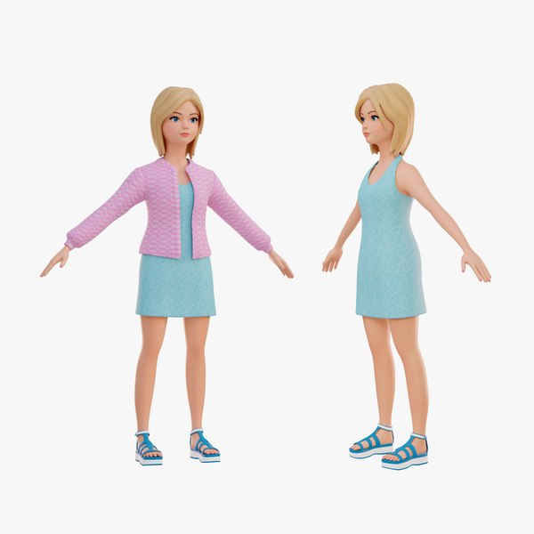 3D Stylized girl blonde 01