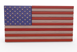 wall wooden american flag 3D