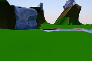 Low Poly Landscape with Waterfall