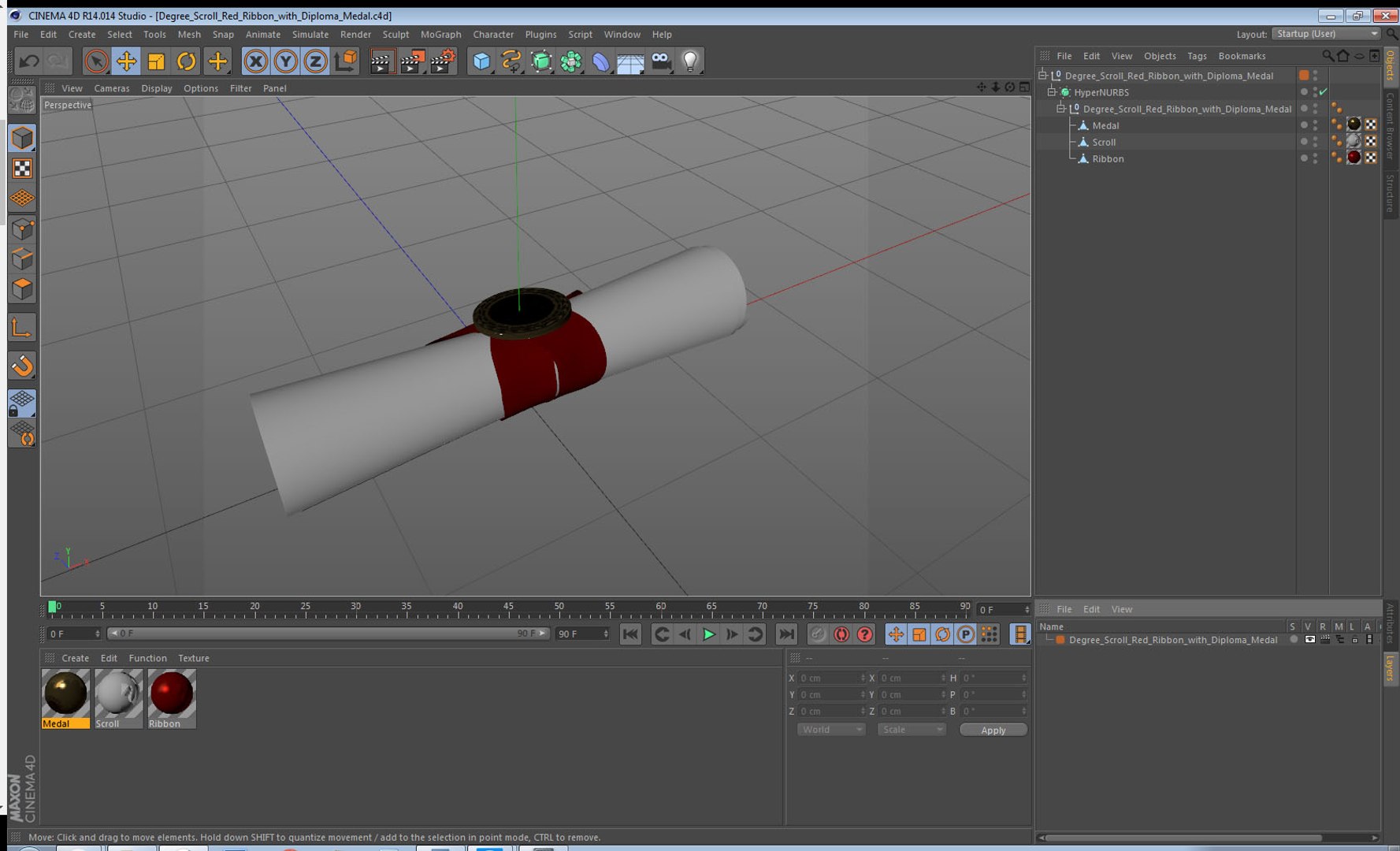 3D Model Degree Scroll Red Ribbon - TurboSquid 1342297