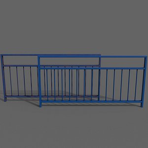 3D PBR Pedestrian Guard Rail BlueV3