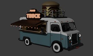 Food Truck 3D Model Street Food Mobile Kitchen Catering Vehicle