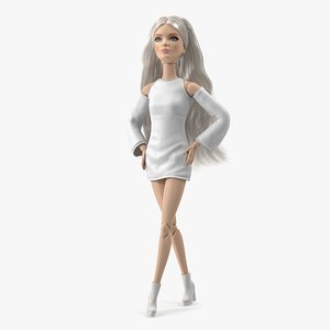 3D Barbie Doll White Dress
