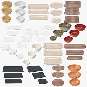 serving plates bowls 3d model