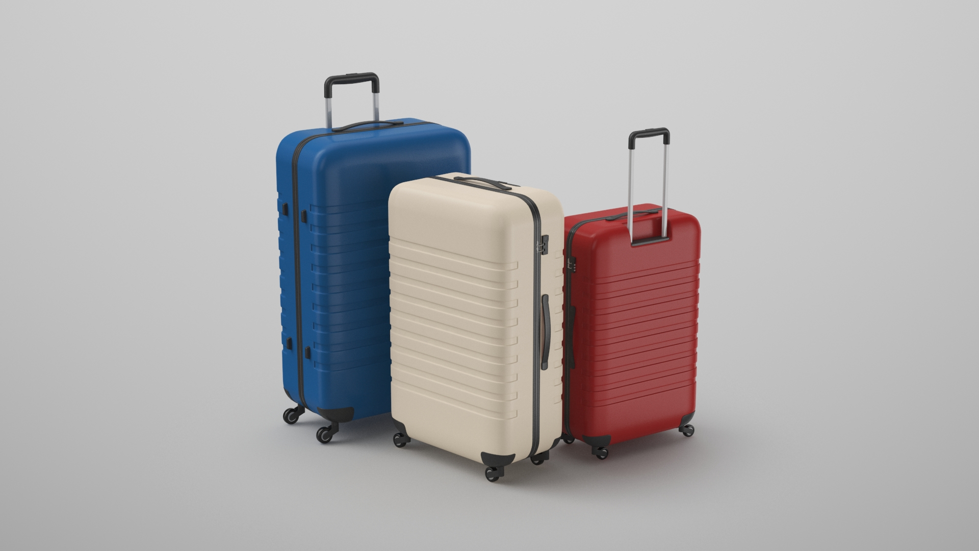 3D Trolley Suitcase Set - TurboSquid 1782543