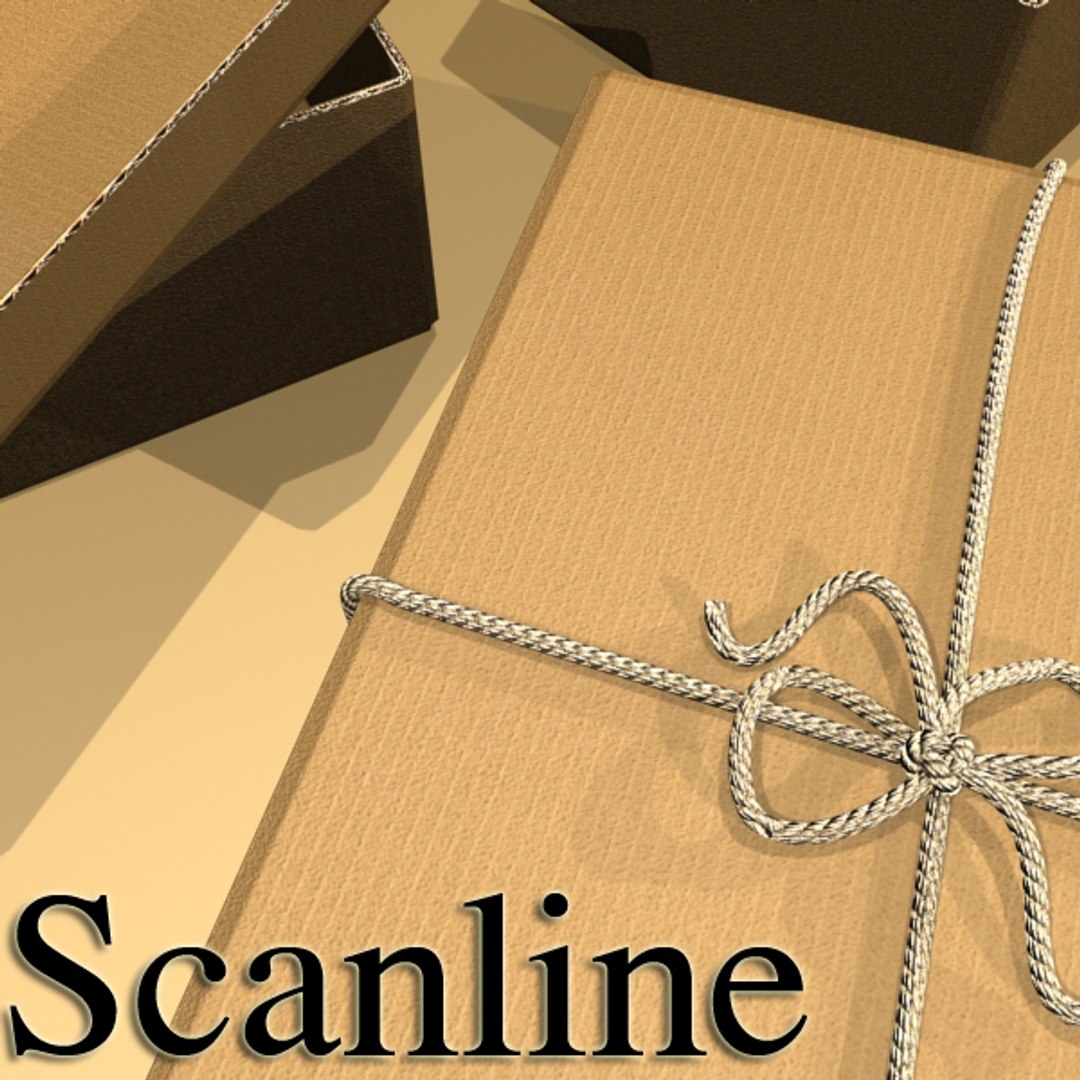 photorealistic cardboard box rope 3d max