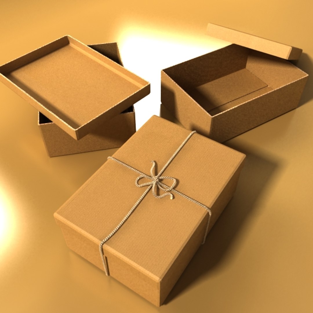 photorealistic cardboard box rope 3d max