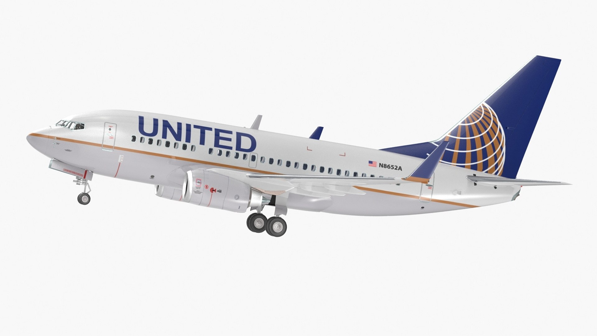 United Airlines Boeing 737-600 with Interior 3D model preview