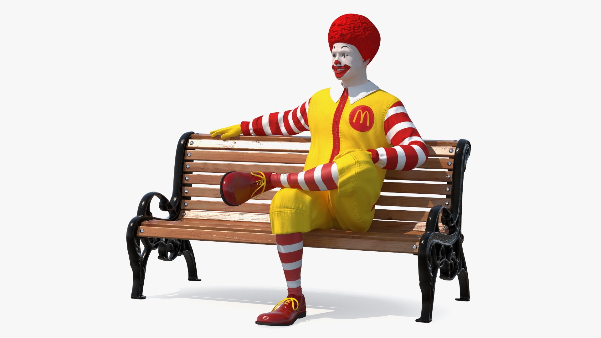 McDonalds Clown Bench Sitting Pose 3D model preview