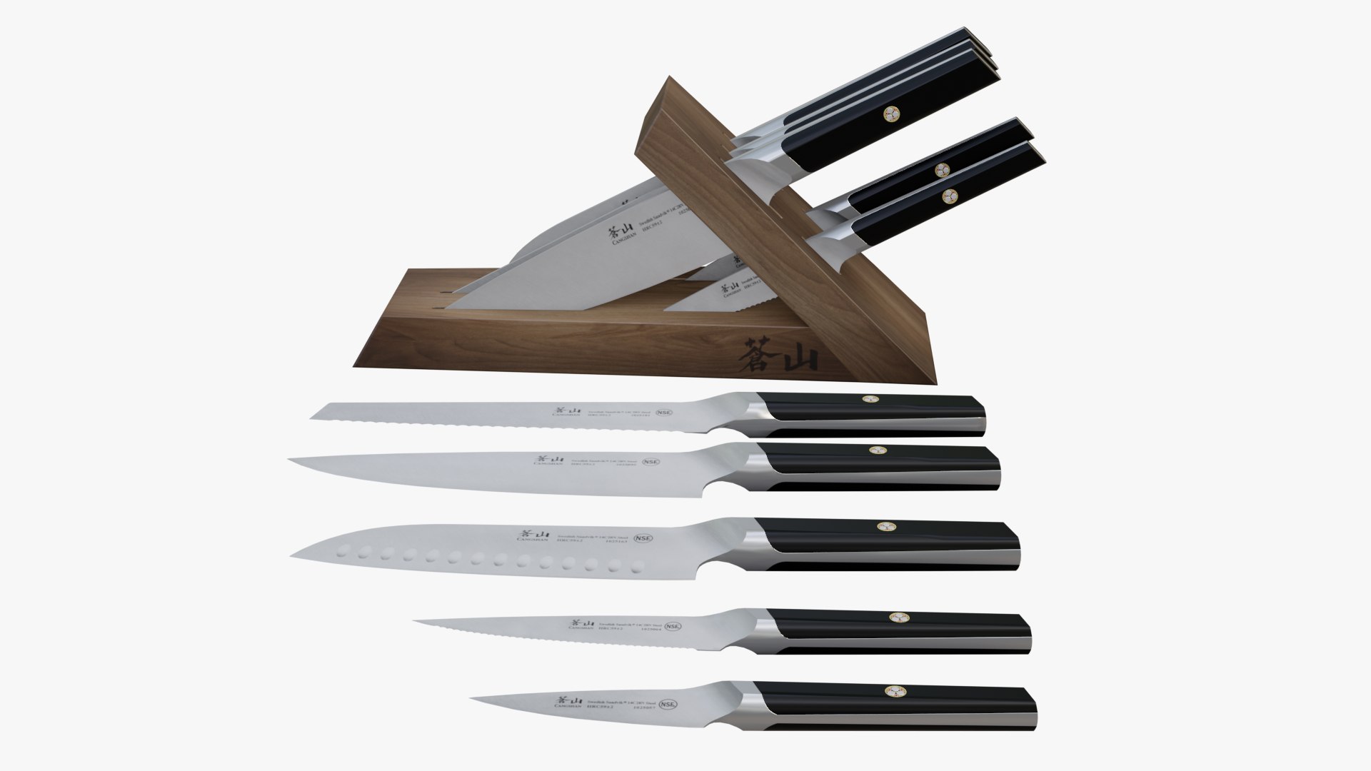 3D 2 x 6 piece KNIFE SET in BLACK and WHITE variations model ...
