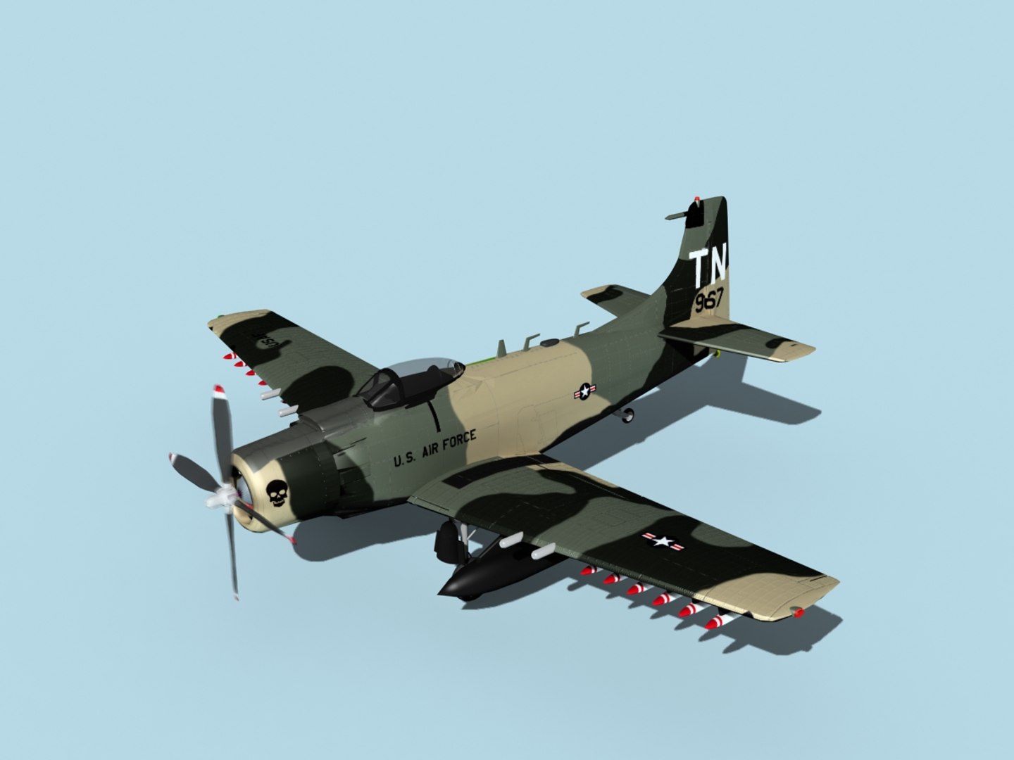3D Skyraider Douglas A-1 Usaf Model - TurboSquid 1488645