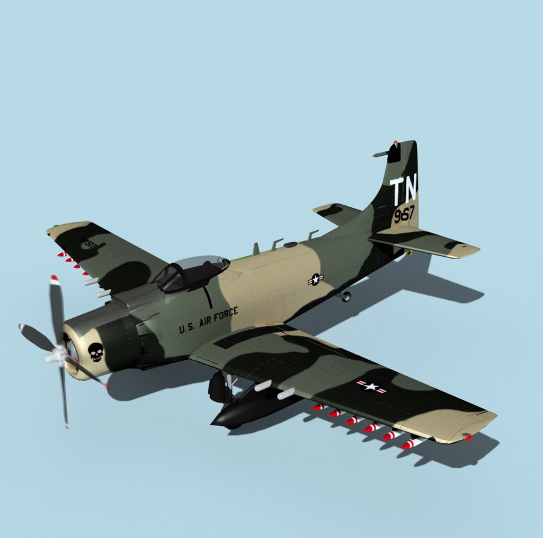 3D Skyraider Douglas A-1 Usaf Model - TurboSquid 1488645