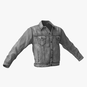 3D model Jeans Jacket for Men Buttoned-up Grey