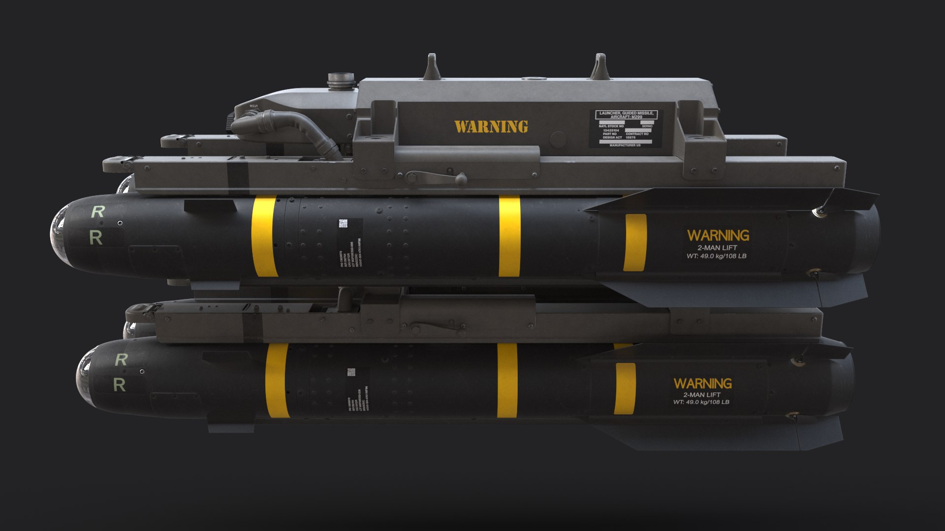 AGM-114R Hellfire with M299 Launcher 3D model https://p.turbosquid.com/ts-thumb/3u/Sz8p2j/tV/agm114rm299_004/png/1675111897/1920x1080/fit_q87/cd874582cd64e5331dc9782b1ebbfdad5ffc9f2d/agm114rm299_004.jpg