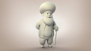 3d rigged cartoon old man