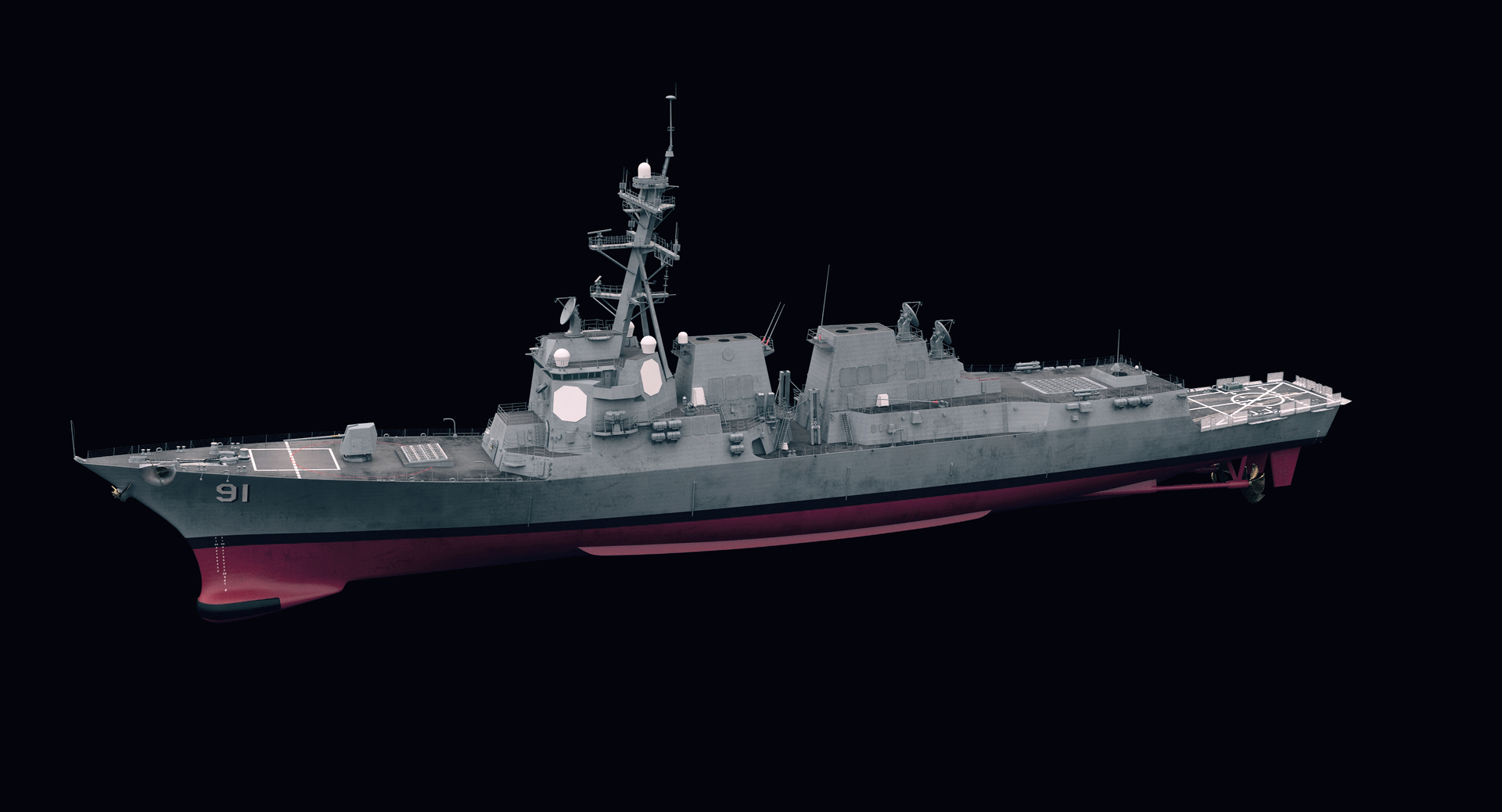 3d model uss ddg 91