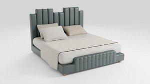 Leather double bed with luxurious and ergonomic design 3D model