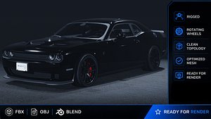 2015 Dodge Challenger SRT Hellcat 3D Model  American Muscle 3D model