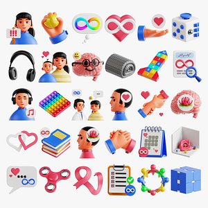 Autism Day 3D Collection 3D model