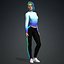 녹색 머리 bueatiful 피트니스 여성 Rigged and Blendshapes VR