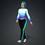 녹색 머리 bueatiful 피트니스 여성 Rigged and Blendshapes VR