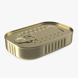 Rectangular Tin Can with Pull Tab Lid 3D