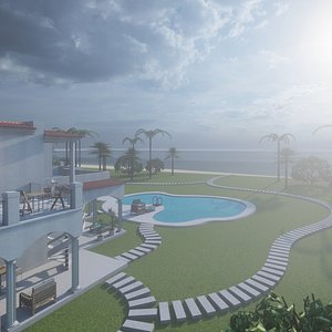 scene modern villa private 3D model