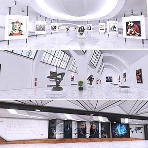 3D Futuristic Art Gallery Collection model