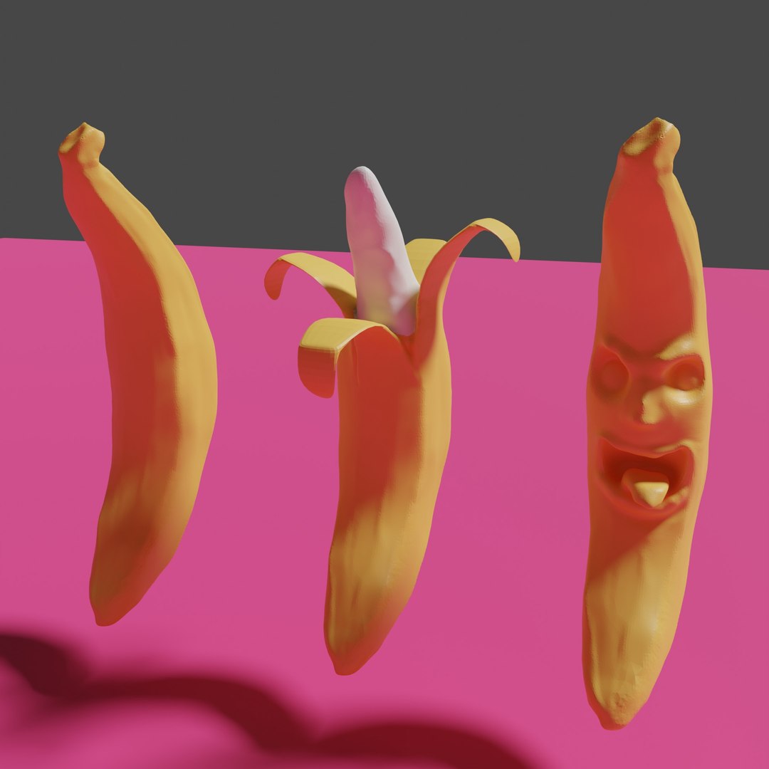 Three Different Bananas 3D Model - TurboSquid 2213523