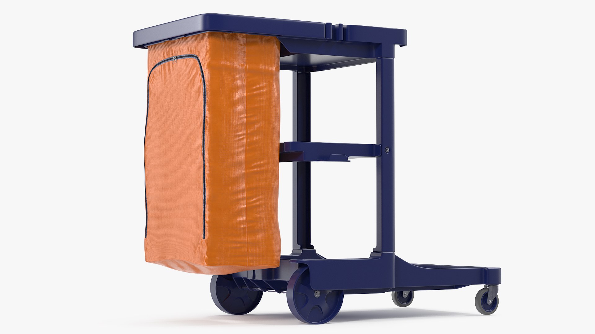 Multi Shelf Cleaning Cart with Bag 3D model preview