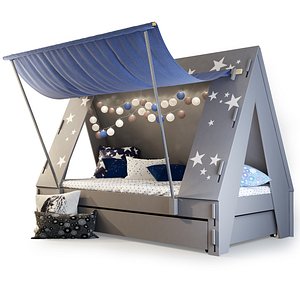 Mathy by Bols Kids Tent Cabin Bed with Trundle Drawer