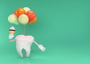 happy tooth character teeth model